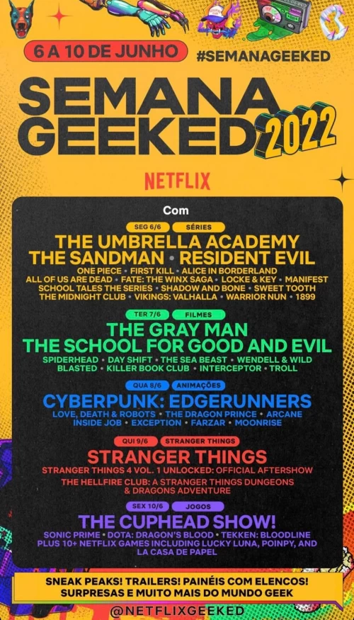 Semana Geeked 2022 da Netflix tem cartaz repleto de séries e filmes!